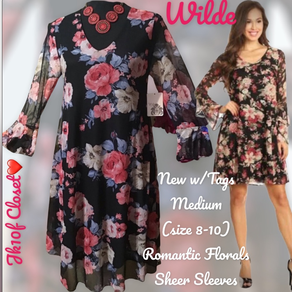 LOWEST🌺 NWT WILDE MED(8-10) ROMANTIC FLORALS DRESS